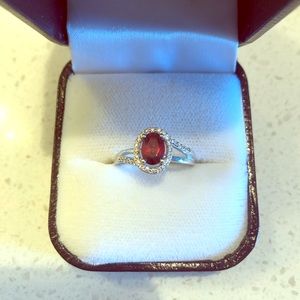 Garnet and diamond ring